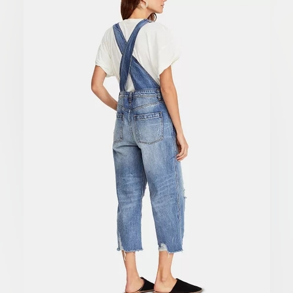 We The Free People Baggy Boyfriend Slouchy Overalls Denim Jumpsuit Overalls 27 - Picture 4 of 15